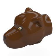 Animal Body Part, Dog Head with Orange Eyes Print (Fluffy) (Reddish Brown)