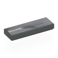 Tile 1 x 3 with White 'SOUND', Dark Pink/Dark Blue Lines Print (Dark Bluish Gray)