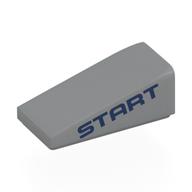Brick Sloped 18° 2 x 1 x 2/3 with Dark Blue 'START' Print (Light Bluish Gray)
