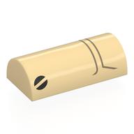 Brick Curved 2 x 4 Double, No Studs, with Black Screws/Eyes, Dark Tan Lines Print (Battle Droid Face) (Tan)