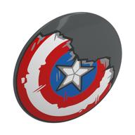 Shield Round Bowed with Red, White, and Blue Circles with Star, Broken Print (Captain America) (Dark Bluish Gray)