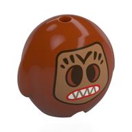 Pillow Plush Toy, Kakamora with Nougat Face, Sharp Teeth, Red Mouth Print (Dark Orange)