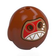 Pillow Plush Toy, Kakamora with Nougat Face, White Sharp Teeth, Red Paint (Dark Orange)