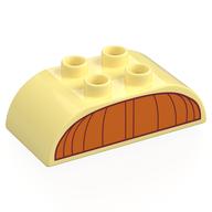 Duplo Brick 2 x 4 Curved Top with Orange Pumpkin Top Print (Bright Light Yellow)