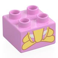Duplo Brick 2 x 2 with Plush Bunny, Bottom Half Print (Bright Pink)