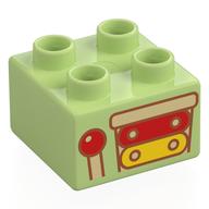 Duplo Brick 2 x 2 with Half Xylophone, Yellow/Red Keys Print (Yellowish Green)