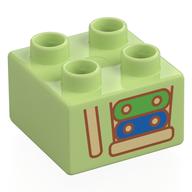 Duplo Brick 2 x 2 with Half Xylophone, Green/Blue Keys Print (Yellowish Green)