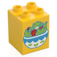 Duplo Brick 2 x 2 x 2 with Salad Bowl Print (Yellow)