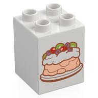 Duplo Brick 2 x 2 x 2 with Pavlova Print (White)