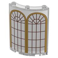 Panel 4 x 4 x 6 Quarter Cylinder with Gold Arched Windows, Dark Red Lattice Print (Trans-Clear)