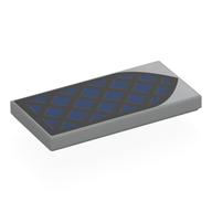 Tile 2 x 4 with Blue Arched Window, Black Lattice Print (Light Bluish Gray)