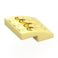 Brick Curved 2 x 2 x 2/3 with Dress, Gold Lines, Stars, Yellow Ruffles Print (Bright Light Yellow)