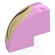 Brick Round Corner 5 x 5 x 3 1/3 Quarter Dome Top with Black Eye Closed, Tan Background Print (Bright Pink)