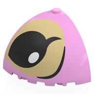 Brick Round Corner 5 x 5 x 3 1/3 Quarter Dome Top with Black Eye Open, Tan Background Print (Bright Pink)