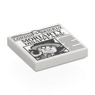 Tile 2 x 2 with Newspaper, 'Moriarty Disappears' Print (White)