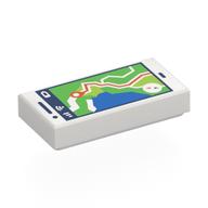 Tile 1 x 2 with Smart Phone, Navigation Screen Print (White)