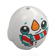 Pillow Plush Toy with Snowman, Carrot Nose, Dark Turquoise Eyes, Red/Dark Turquoise Scarf Print (White)