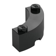 Brick Round Corner 3 x 3 Macaroni with 2 Studs (Black)