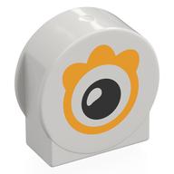 Duplo Brick 1 x 3 x 2 Round Top, Cut Away Sides with Bright Light Orange Eye Print (White)