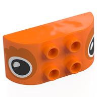 Duplo Brick 2 x 4 Curved Top with Eyes Print (Orange)