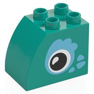 Duplo Brick 2 x 3 x 2 with Curved Top, Eyes Print (Dark Turquoise)