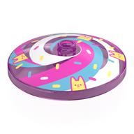 Dish 4 x 4 Inverted with Bright Light Yellow Cats, Dark Pink/Medium Blue/White Swirls, Sprinkles Print (Trans-Dark Pink)