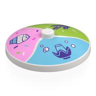 Dish 4 x 4 Inverted [Radar] with Cupcake on Bright Pink Field, Fries on Lime Field, Flower on Bright Light Blue Field Print (White)