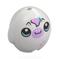 Pillow Plush Toy with Bright Light Blue Eyes, Lavender Nose, Bright Pink Stars, Pink/Lavender Swirl Print (White)