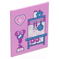 Glass for Frame 1 x 6 x 6 with Medium Blue/Dark Pink/White Kitchen, Mirror, Food Dish Print (Bright Pink)