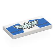 Tile 2 x 4 with Lightyear Symbol, Blue Background Print (White)