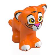 Animal, Big Cat Cub with Black Stripes, White Ears, Paws, Face, Bright Light Yellow Eyes, Dark Pink Nose Print (Orange)