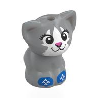 Animal, Cat, Kitten Sitting with White Face, Dark Pink Nose, Blue Socks Print (Light Bluish Gray)