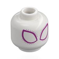 Minifig Head Gwen Stacy, Dark Pink Spider Eyes, Dots (White)