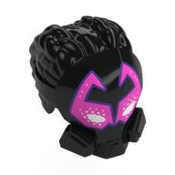 Hair and Mask, Two Thick Braids, Dark Pink Visor, White Eyes, Dark Purple Trim Print (Black)