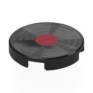 Tile Round 2 x 2 with Silver Vinyl Record, Red Center Print (Black)