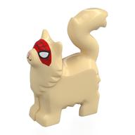 Animal, Cat with Red Spider-Man Mask Print (Spider-Cat) (Tan)