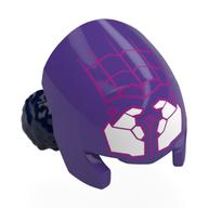 Hair and Helmet, Dark Blue Double Buns, White Spider-Fangs, Dark Pink Webbings Print (Dark Purple)