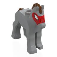 Animal, Foal with Reddish Brown Mane, Tail, Red Spider-Man Mask Print (Widow / Spider-Horse) (Light Bluish Gray)