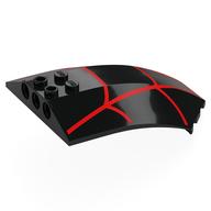 Windscreen 8 x 6 x 2 Curved with Red Webbing Print (Black)