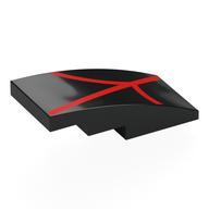 Brick Curved 4 x 2 No Studs with Red Webbing Print (Black)