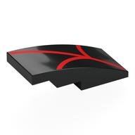 Brick Curved 4 x 2 No Studs with Red Webbing Print (Black)