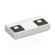 Tile 1 x 2 with Square Black Eyes Print (White)