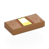 Tile 1 x 2 with Blocky White/Bright Light Orange Eye, Nougat Dots Print (Medium Nougat)