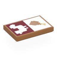 Tile 2 x 3 with Pixelated White Chicken on Dark Red Background, Chicken Leg Print (Medium Nougat)