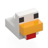 Animal Body Part, Bird, Chicken 1 x 1 with Cube Head with Face Print (White)