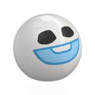 Technic Ball Joint with Black Eyes and Blue Smile Print (Snowgie Head) (White)