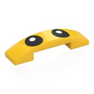 Brick Curved 4 x 1 Double, No Studs with Black Eyes, White Pupils Print (Yellow)