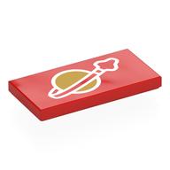 Tile 2 x 4 with Classic Space Logo Print (Red)