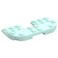 Plate Round Corners Double 4 x 8 with 2 x 2 Cutout and 2 x 8 Raised Studs, Reduces Nubs (Light Aqua)