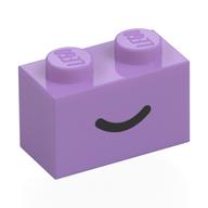 Brick 1 x 2 with Black Curved Line / Smile Print (Medium Lavender)